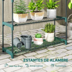 Juego de 2 Soportes para Plantas de 4 Niveles Interior y Exterior Estantes Metálicos con Conectores Fácil Montaj... - Ogal.Es
