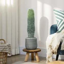 Cactus Artificial 66 cm, Planta Artificial Decorativa con Maceta para Decoración del Interior Verde - Ogal.Es