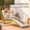 Tumbona de Jardín Exterior de Ratán en Forma de S con Cojín Asiento Transpirable y Estructura de Acero para Pati... - Ogal.Es
