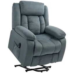 Sillón Relax Reclinable Eléctrico Levanta Personas con Puerto USB Control Remoto Asiento Ancho Reposapiés Gris - Ogal.Es