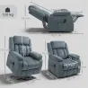 Sillón Relax Reclinable Eléctrico Levanta Personas con Puerto USB Control Remoto Asiento Ancho Reposapiés Gris - Ogal.Es