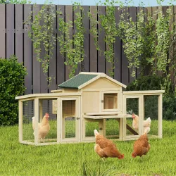 Gallinero para Exterior Grande de Madera 204x85x93 cm con Caja de Anidación Corral Bandeja Extraíble y Percha Na... - Ogal.Es