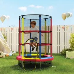 Cama Elástica Infantil Ø160 cm Trampolín para Niños de 3-6 Años con Red de Seguridad Patas en Forma de L Multicolor - Ogal.Es