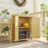 Cobertizo de Jardín Exterior de Madera con Techo de Metal y Ganchos para Almacenaje Herramientas 71,5x39x95 cm N... - Ogal.Es