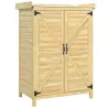 Cobertizo de Jardín Exterior de Madera con Techo de Metal y Ganchos para Almacenaje Herramientas 71,5x39x95 cm N... - Ogal.Es