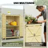Cobertizo de Jardín Exterior de Madera con Techo de Metal y Ganchos para Almacenaje Herramientas 71,5x39x95 cm N... - Ogal.Es