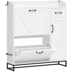 Zapatero Estrecho con 2 Cajones Abatibles Estantes Ajustables para 12 Pares para Espacio Reducido 106,7x26x116cm... - Ogal.Es