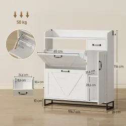 Zapatero Estrecho con 2 Cajones Abatibles Estantes Ajustables para 12 Pares para Espacio Reducido 106,7x26x116cm... - Ogal.Es