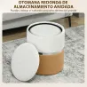 Juego de 2 Puff Almacenaje Tapizados en Chenilla y PU Asiento Acolchado para Pasillo Dormitorio Marrón y Crema - Ogal.Es