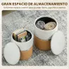 Juego de 2 Puff Almacenaje Tapizados en Chenilla y PU Asiento Acolchado para Pasillo Dormitorio Marrón y Crema - Ogal.Es