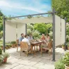 Pérgola de Jardín 4x3 m con Cortinas Enrollables Automáticas y Techo Retráctil Cenador de Jardín con UPF50+ Crema - Ogal.Es
