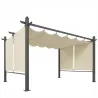 Pérgola de Jardín 4x3 m con Cortinas Enrollables Automáticas y Techo Retráctil Cenador de Jardín con UPF50+ Crema - Ogal.Es