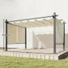 Pérgola de Jardín 4x3 m con Cortinas Enrollables Automáticas y Techo Retráctil Cenador de Jardín con UPF50+ Crema - Ogal.Es