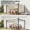 Pérgola de Jardín 4x3 m con Cortinas Enrollables Automáticas y Techo Retráctil Cenador de Jardín con UPF50+ Crema - Ogal.Es