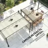 Pérgola de Jardín 4x3 m con Cortinas Enrollables Automáticas y Techo Retráctil Cenador de Jardín con UPF50+ Crema - Ogal.Es