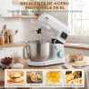 Batidora Amasadora 6L 1400W con Cabezal Inclinable 6 Velocidades Función de Fermentación Pantalla LED Blanco - Ogal.Es