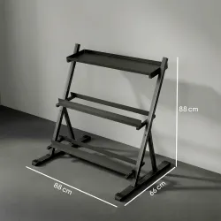 Soporte para Mancuernas de 3 Niveles Estante de Pesas de Acero con Barras Ajustables para Gimnasio Casa Carga 20... - Ogal.Es