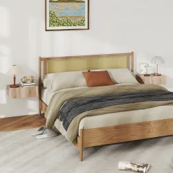 Set de 2 Mesillas de Noche de Pared Mesitas de Noche Flotantes con 1 Cajón para Dormitorio 40x30x15 cm Roble - Ogal.Es