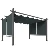 Pérgola de Jardín 4x3 m con Cortinas Enrollables Automáticas y Techo Retráctil Cenador de Jardín con UPF50+ Gris... - Ogal.Es