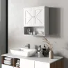 Armario de Baño de Pared Mueble de Baño Colgar Rústico con Compartimento Estante Ajustable 2 Puertas Blanco - Ogal.Es