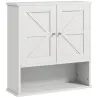 Armario de Baño de Pared Mueble de Baño Colgar Rústico con Compartimento Estante Ajustable 2 Puertas Blanco - Ogal.Es