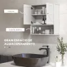 Armario de Baño de Pared Mueble de Baño Colgar Rústico con Compartimento Estante Ajustable 2 Puertas Blanco - Ogal.Es