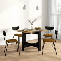 Mesa Plegable de Comedor Mesa de Cocina con Alas Abatibles para Espacio Pequeño 103x76x73,5 cm Negro y Marrón Rú... - Ogal.Es
