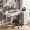 Escritorio Esquinero Reversible con 6 Cajones 126x48 cm con Toma de Corriente Puerto de Carga USB y USB-C Blanco - Ogal.Es