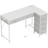 Escritorio Esquinero Reversible con 6 Cajones 126x48 cm con Toma de Corriente Puerto de Carga USB y USB-C Blanco - Ogal.Es