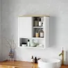 Armario de Baño de Pared con Puerta Corredera 5 Compartimentos y Estantes Ajustables 60x20x62 cm Blanco - Ogal.Es