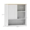 Armario de Baño de Pared con Puerta Corredera 5 Compartimentos y Estantes Ajustables 60x20x62 cm Blanco - Ogal.Es