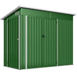 Cobertizo de Jardín Exterior 2,7 m² 234x132x185 cm con Triple Puerta Cerradura y Ranuras de Ventilación Verde - Ogal.Es