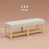Banco Zapatero con Asiento Acolchado 2 Personas Estante Abierto Marco de Madera 140x44x48 cm Crema y Madera Natural - Ogal.Es