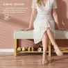 Banco Zapatero con Asiento Acolchado 2 Personas Estante Abierto Marco de Madera 140x44x48 cm Crema y Madera Natural - Ogal.Es