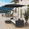 Sombrilla de Aluminio 198x294x255 Parasol Rectangular de Jardín Inclinable con Manivela y Poste Desmontable Gris - Ogal.Es