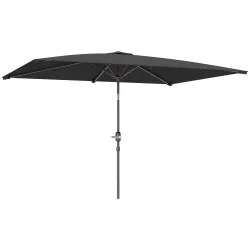 Sombrilla de Aluminio 198x294x255 Parasol Rectangular de Jardín Inclinable con Manivela y Poste Desmontable Gris - Ogal.Es