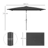 Sombrilla de Aluminio 198x294x255 Parasol Rectangular de Jardín Inclinable con Manivela y Poste Desmontable Gris - Ogal.Es