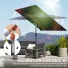 Sombrilla de Aluminio 198x294x255 Parasol Rectangular de Jardín Inclinable con Manivela y Poste Desmontable Gris - Ogal.Es