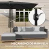 Sombrilla de Aluminio 198x294x255 Parasol Rectangular de Jardín Inclinable con Manivela y Poste Desmontable Gris - Ogal.Es