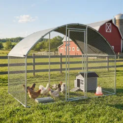 Gallinero para Exterior 2,8x1,7x1,9 m Cubierta de Tela Oxford Anti-UV Impermeable Pestillos para 5-8 Gallinas Plata - Ogal.Es