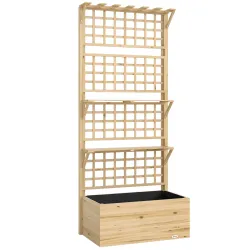 Jardinera con Enrejado y Techo de Madera para Plantas Trepadoras con 2 Estantes Drenaje y Forro 76x43,5x177 cm N... - Ogal.Es