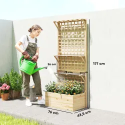 Jardinera con Enrejado y Techo de Madera para Plantas Trepadoras con 2 Estantes Drenaje y Forro 76x43,5x177 cm N... - Ogal.Es