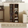 Set de 2 Estanterías para CDs y DVDs con 12 Compartimentos Estantes Ajustables 21x22,5x88,5 cm Marrón Rústico - Ogal.Es