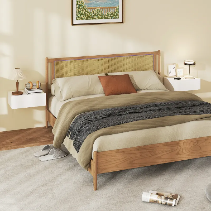Set de 2 Mesillas de Noche de Pared Mesitas de Noche Flotantes con 1 Cajón para Dormitorio 40x30x15 cm Blanco - Ogal.Es