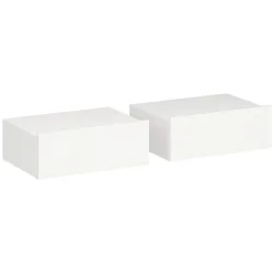 Set de 2 Mesillas de Noche de Pared Mesitas de Noche Flotantes con 1 Cajón para Dormitorio 40x30x15 cm Blanco - Ogal.Es