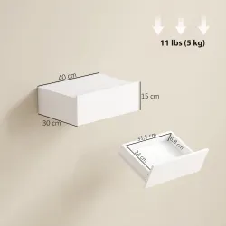 Set de 2 Mesillas de Noche de Pared Mesitas de Noche Flotantes con 1 Cajón para Dormitorio 40x30x15 cm Blanco - Ogal.Es