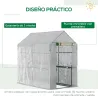 Invernadero de Jardín Tipo Caseta Invernadero de Exterior con 2 Niveles 4 Estantes Puerta Enrollable Marco de Ac... - Ogal.Es