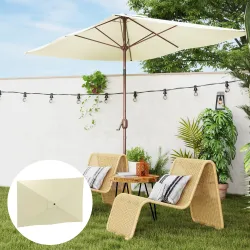 Toldo de Recambio de Sombrilla de 3x2 m Toldo de Repuesto para Sombrilla con Ventilación Superior Anti-UV 50+ Beige - Ogal.Es