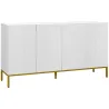 Aparador de Salón de 4 Puertas con Estantes Ajustables y Patas Doradas 140x40x75 cm para Entrada Dormitorio Blanco - Ogal.Es