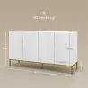Aparador de Salón de 4 Puertas con Estantes Ajustables y Patas Doradas 140x40x75 cm para Entrada Dormitorio Blanco - Ogal.Es